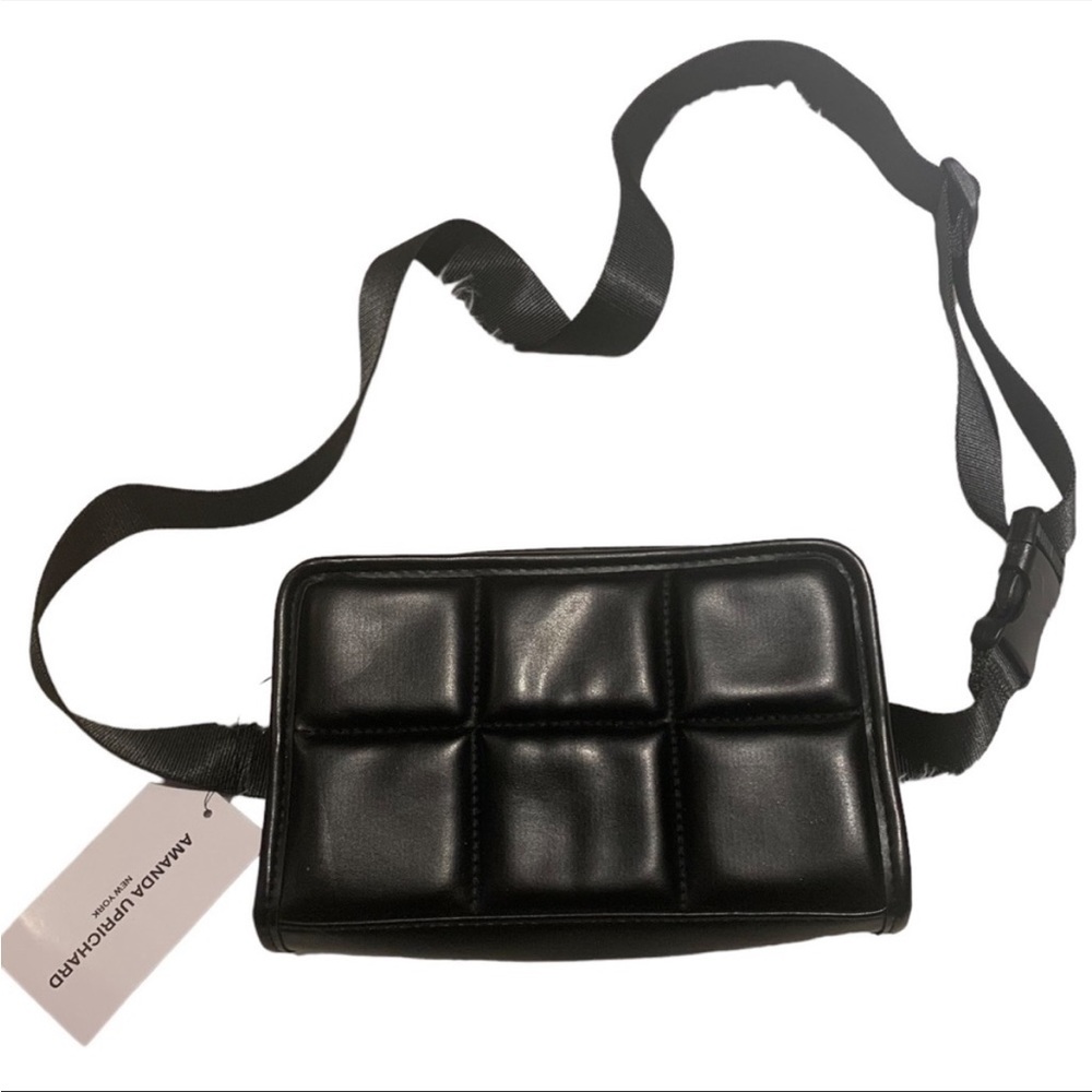 AMANDA UPRICHARD NY Black Vegan Leather Quilted Fanny Pack Belt Bag